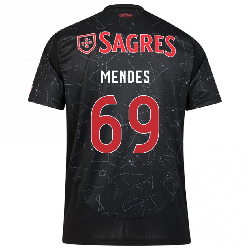 Niño Fútbol Camiseta Vladimir Mendes #69 Negro Rojo 2ª Equipación 2024/25 Argentina