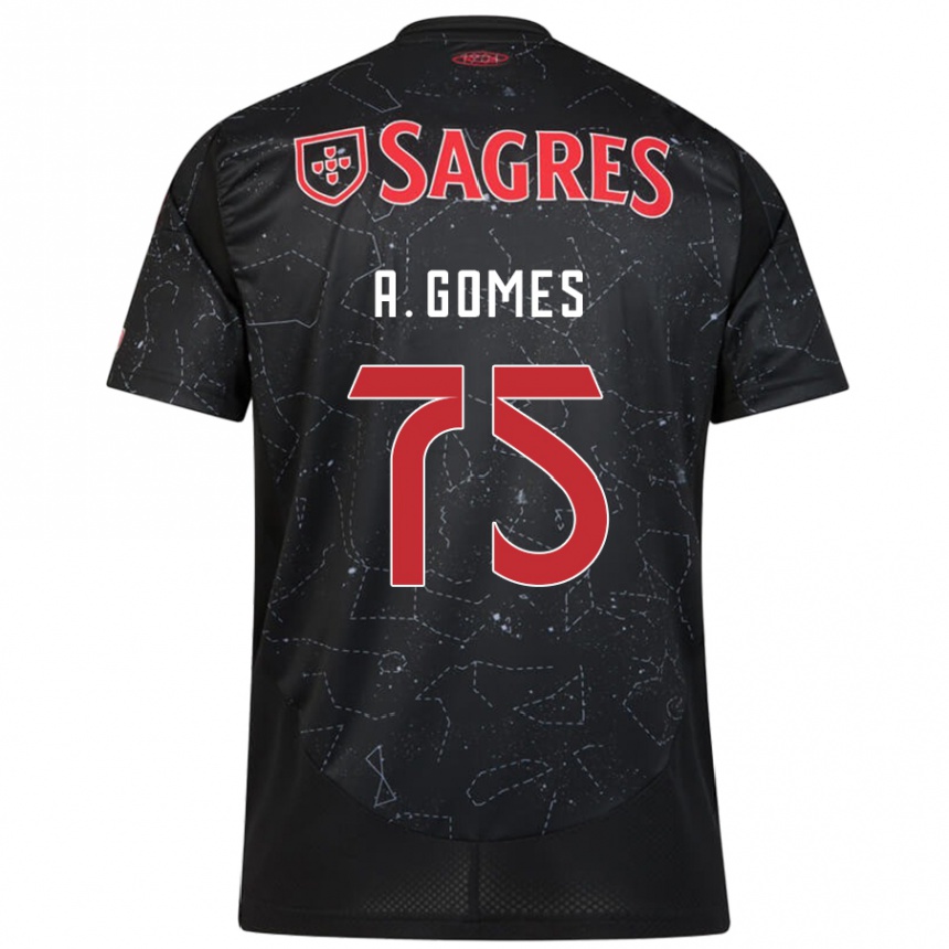 Niño Fútbol Camiseta André Gomes #75 Negro Rojo 2ª Equipación 2024/25 Argentina