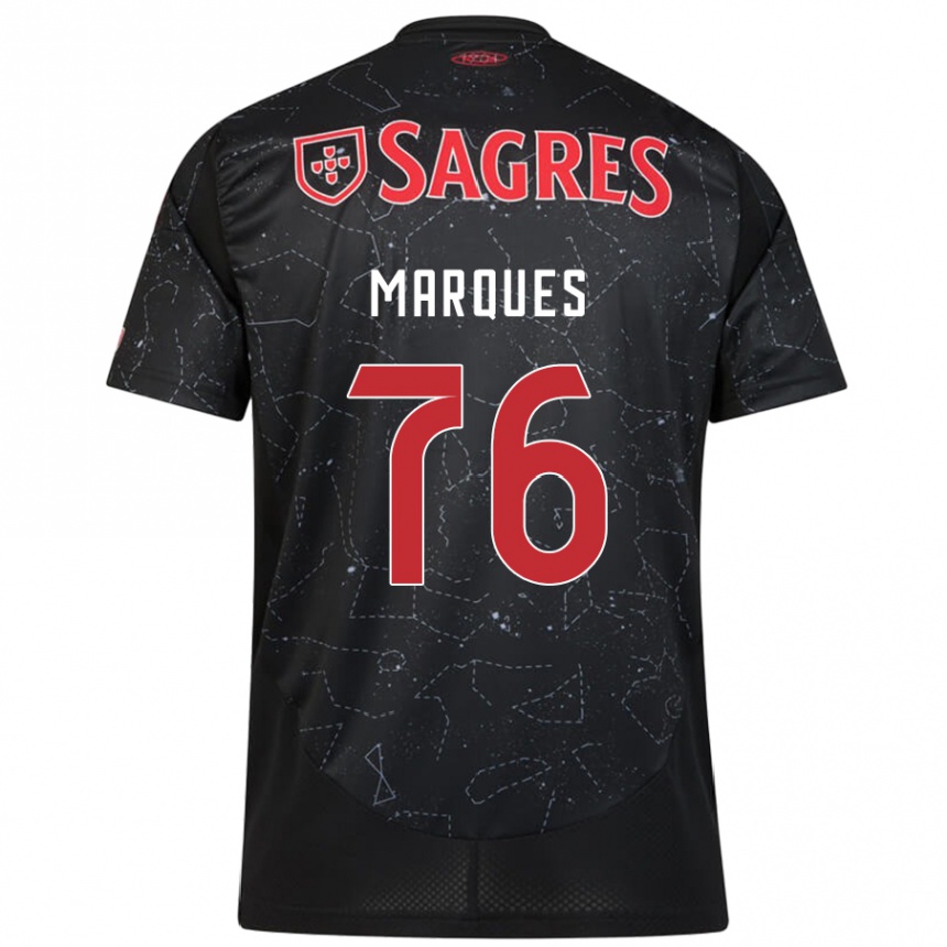 Niño Fútbol Camiseta Gustavo Marques #76 Negro Rojo 2ª Equipación 2024/25 Argentina