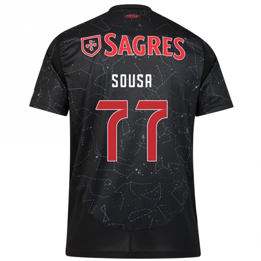 Niño Fútbol Camiseta Gerson Sousa #77 Negro Rojo 2ª Equipación 2024/25 Argentina