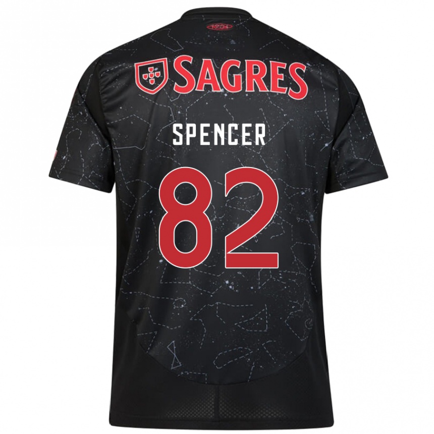 Niño Fútbol Camiseta Diogo Spencer #82 Negro Rojo 2ª Equipación 2024/25 Argentina