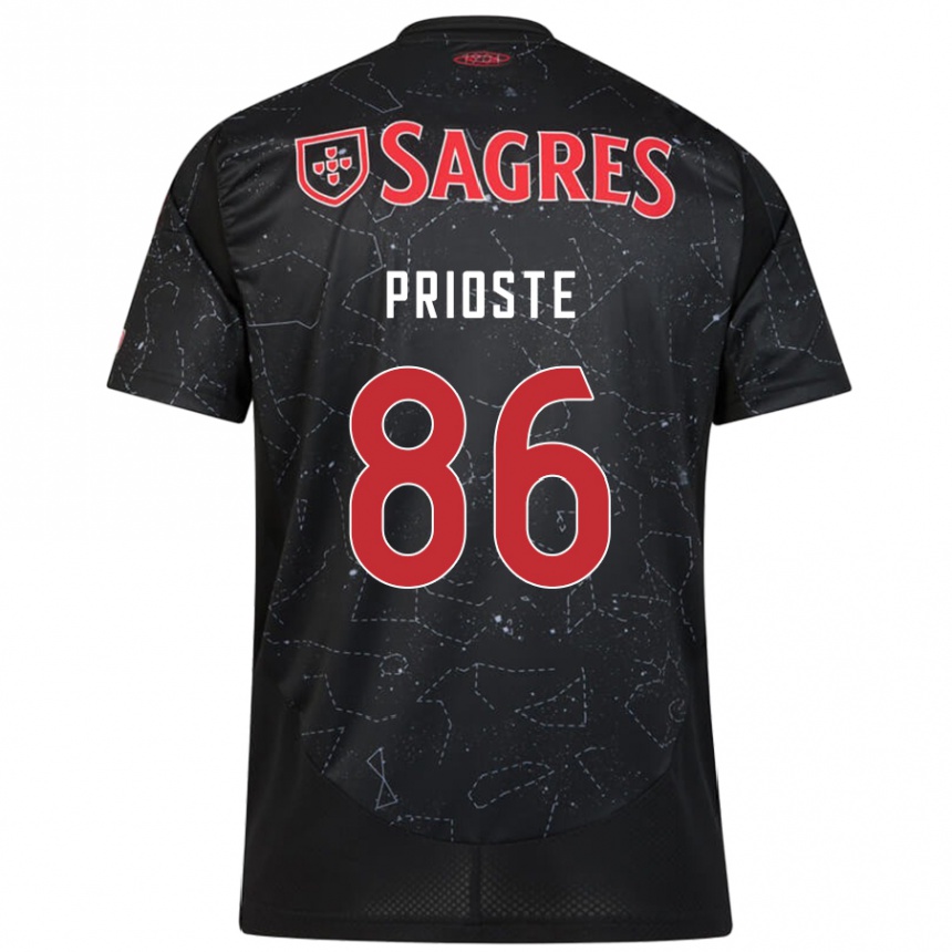 Niño Fútbol Camiseta Diogo Prioste #86 Negro Rojo 2ª Equipación 2024/25 Argentina