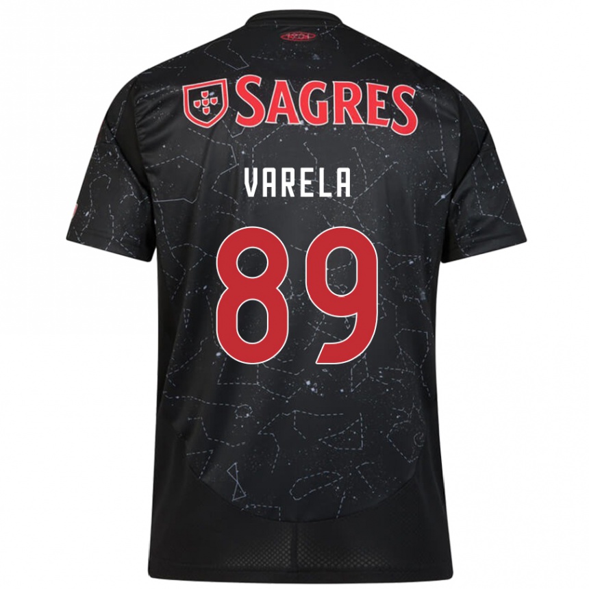 Niño Fútbol Camiseta Gustavo Varela #89 Negro Rojo 2ª Equipación 2024/25 Argentina