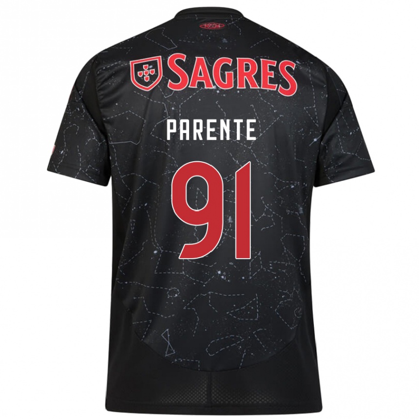 Niño Fútbol Camiseta Tiago Parente #91 Negro Rojo 2ª Equipación 2024/25 Argentina