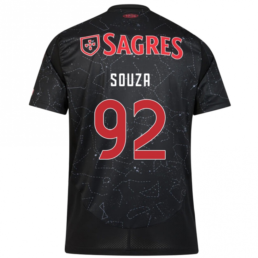 Niño Fútbol Camiseta Pedro Souza #92 Negro Rojo 2ª Equipación 2024/25 Argentina