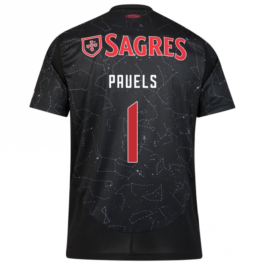 Niño Fútbol Camiseta Lena Pauels #1 Negro Rojo 2ª Equipación 2024/25 Argentina