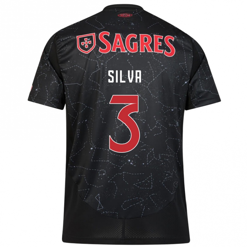 Niño Fútbol Camiseta Joana Silva #3 Negro Rojo 2ª Equipación 2024/25 Argentina