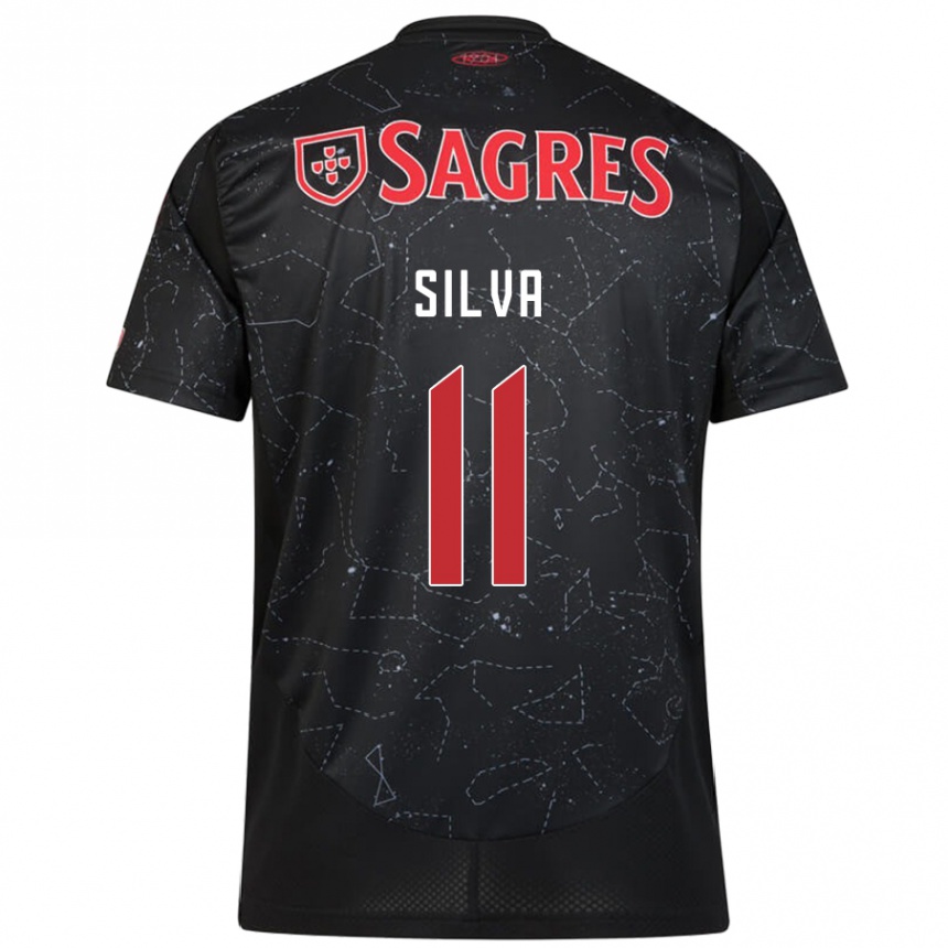 Niño Fútbol Camiseta Jéssica Silva #11 Negro Rojo 2ª Equipación 2024/25 Argentina