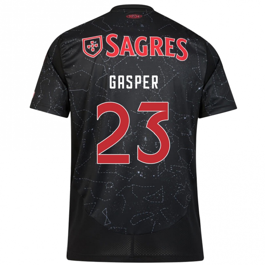 Niño Fútbol Camiseta Anna Gasper #23 Negro Rojo 2ª Equipación 2024/25 Argentina