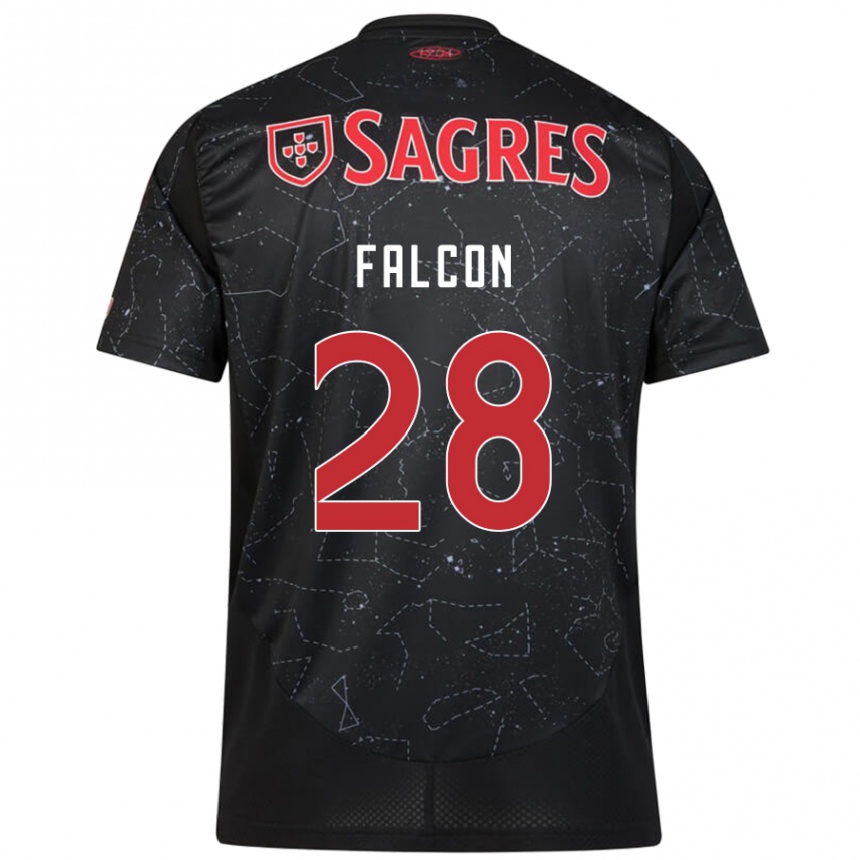 Niño Fútbol Camiseta Andrea Falcón #28 Negro Rojo 2ª Equipación 2024/25 Argentina