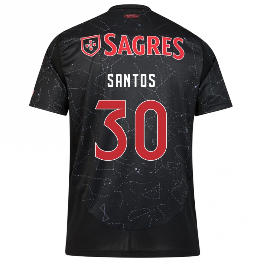 Niño Fútbol Camiseta Daniela Santos #30 Negro Rojo 2ª Equipación 2024/25 Argentina