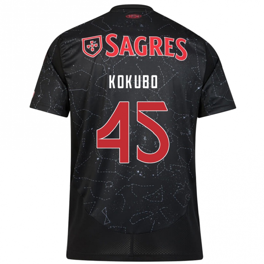 Niño Fútbol Camiseta Leo Kokubo #45 Negro Rojo 2ª Equipación 2024/25 Argentina