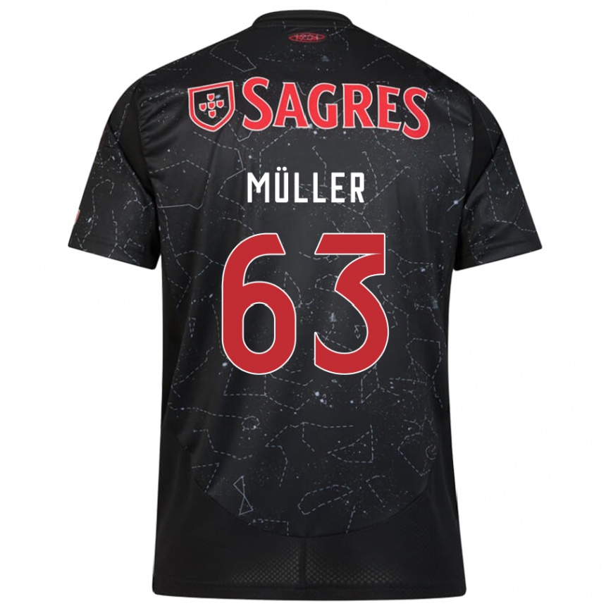 Niño Fútbol Camiseta José Müller #63 Negro Rojo 2ª Equipación 2024/25 Argentina