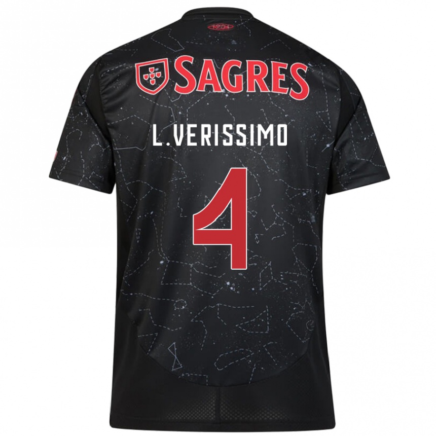 Niño Fútbol Camiseta Lucas Verissimo #4 Negro Rojo 2ª Equipación 2024/25 Argentina