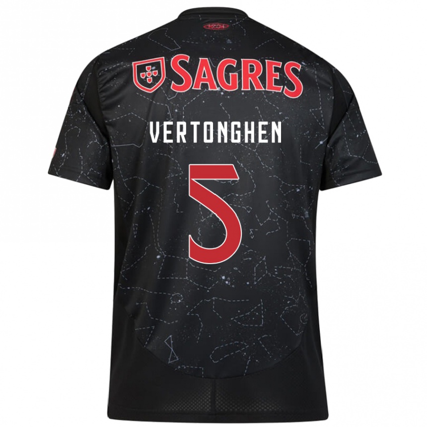 Niño Fútbol Camiseta Jan Vertonghen #5 Negro Rojo 2ª Equipación 2024/25 Argentina