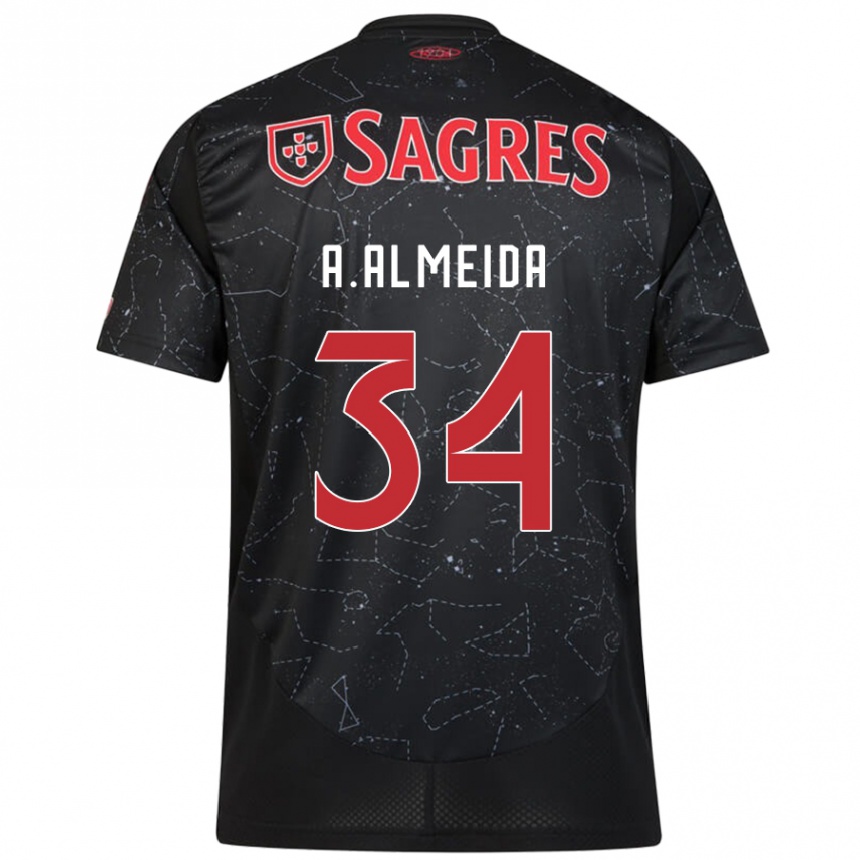 Niño Fútbol Camiseta Andre Almeida #34 Negro Rojo 2ª Equipación 2024/25 Argentina