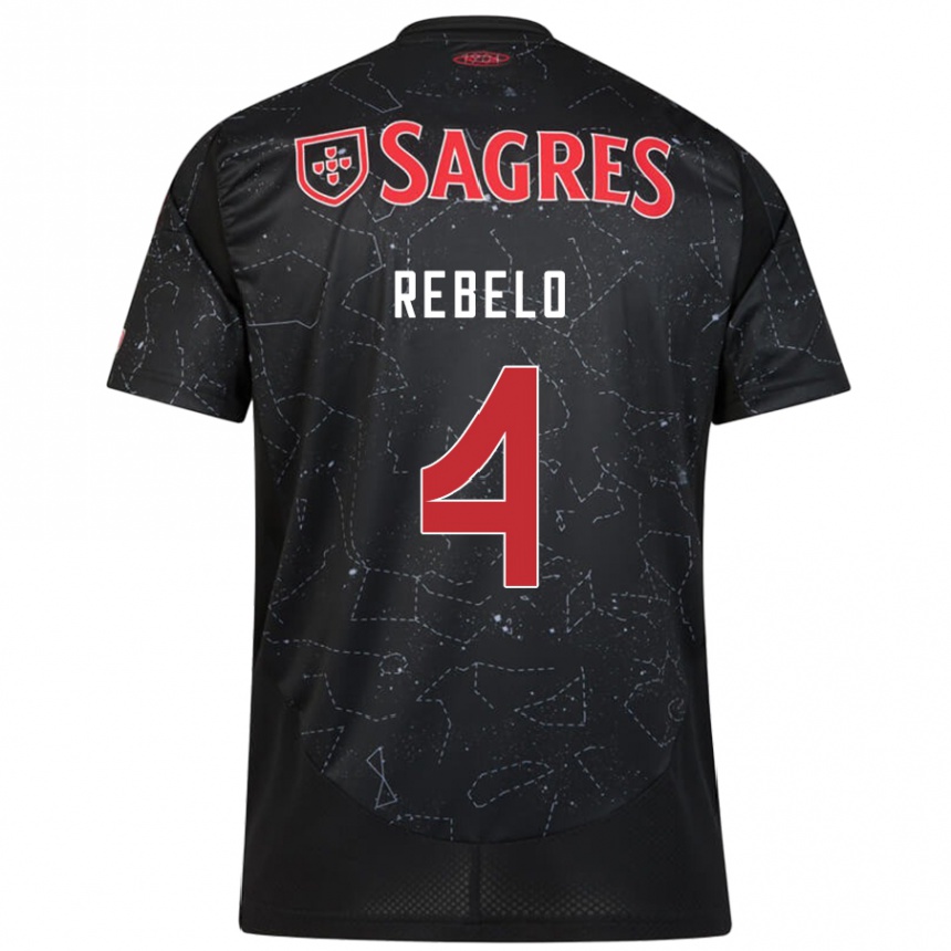 Niño Fútbol Camiseta Silvia Rebelo #4 Negro Rojo 2ª Equipación 2024/25 Argentina