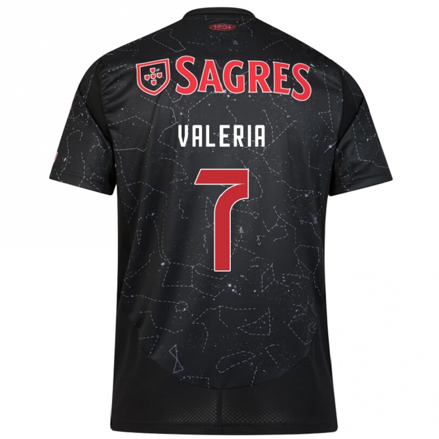 Niño Fútbol Camiseta Valeria #7 Negro Rojo 2ª Equipación 2024/25 Argentina