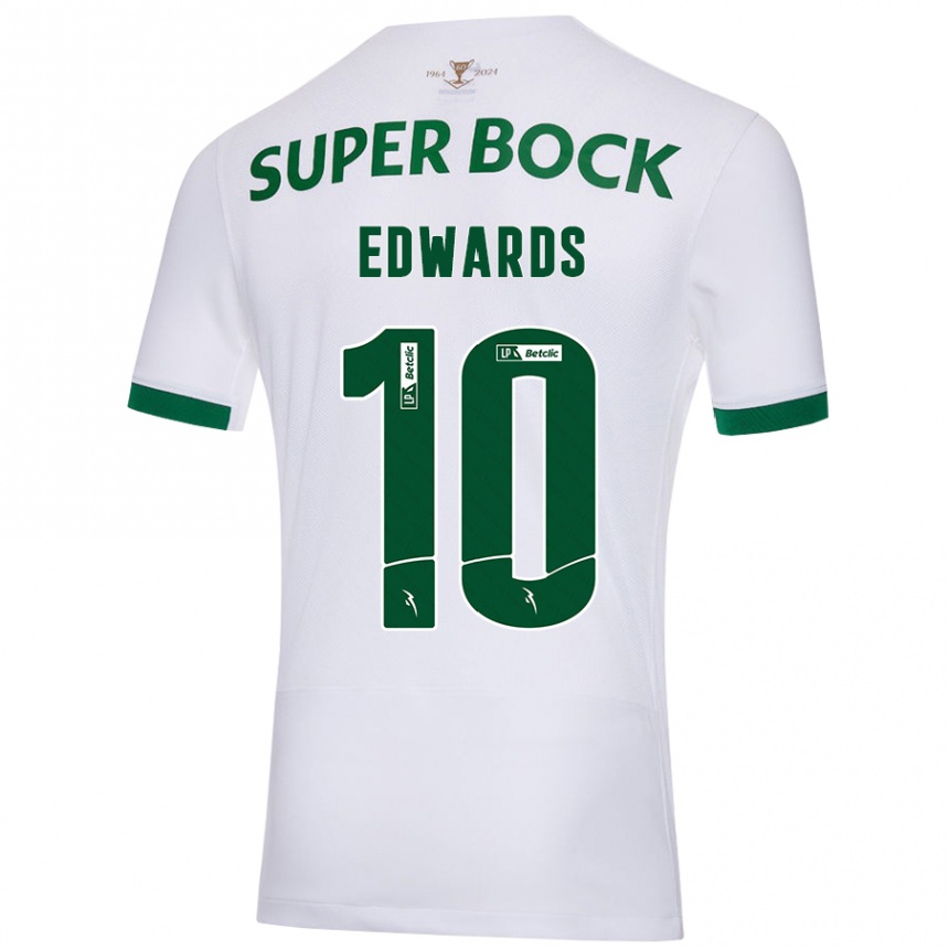 Niño Fútbol Camiseta Marcus Edwards #10 Blanco Verde 2ª Equipación 2024/25 Argentina