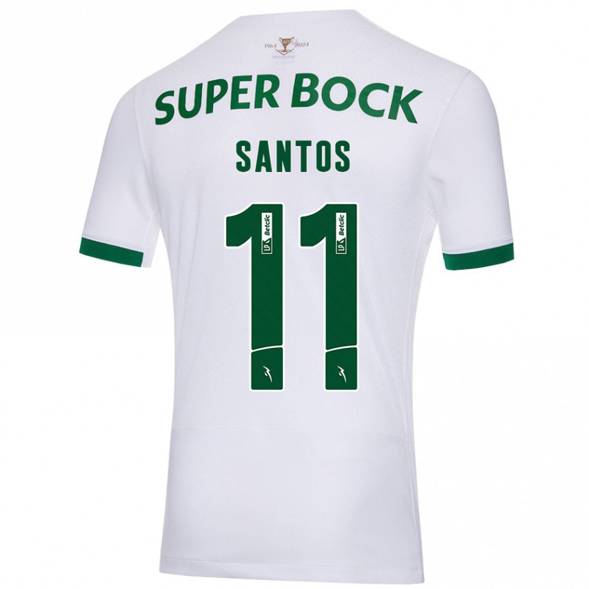 Niño Fútbol Camiseta Nuno Santos #11 Blanco Verde 2ª Equipación 2024/25 Argentina