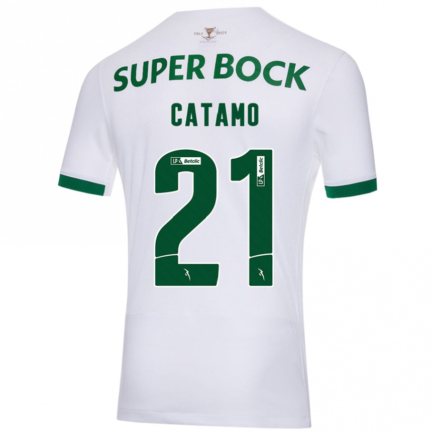 Niño Fútbol Camiseta Geny Catamo #21 Blanco Verde 2ª Equipación 2024/25 Argentina