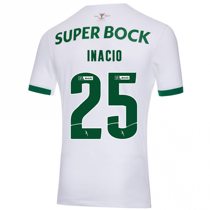 Niño Fútbol Camiseta Gonçalo Inácio #25 Blanco Verde 2ª Equipación 2024/25 Argentina