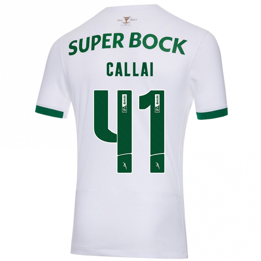 Niño Fútbol Camiseta Diego Callai #41 Blanco Verde 2ª Equipación 2024/25 Argentina