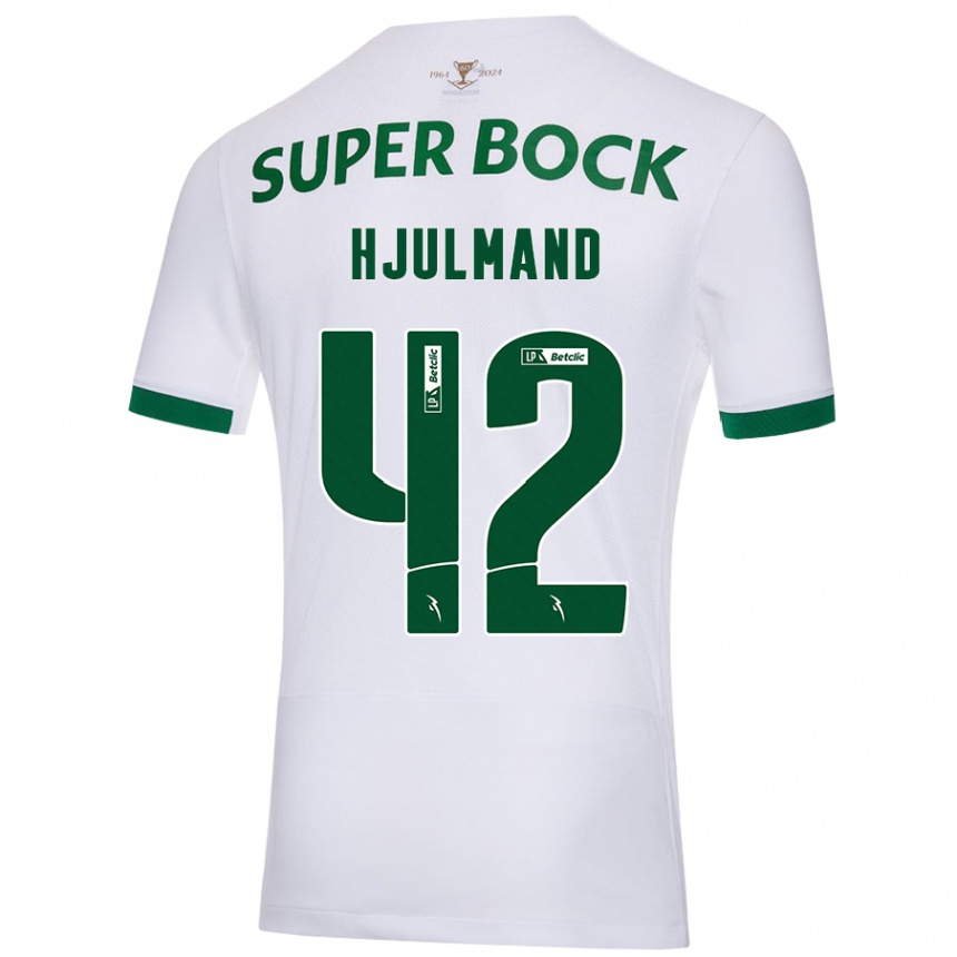 Niño Fútbol Camiseta Morten Hjulmand #42 Blanco Verde 2ª Equipación 2024/25 Argentina