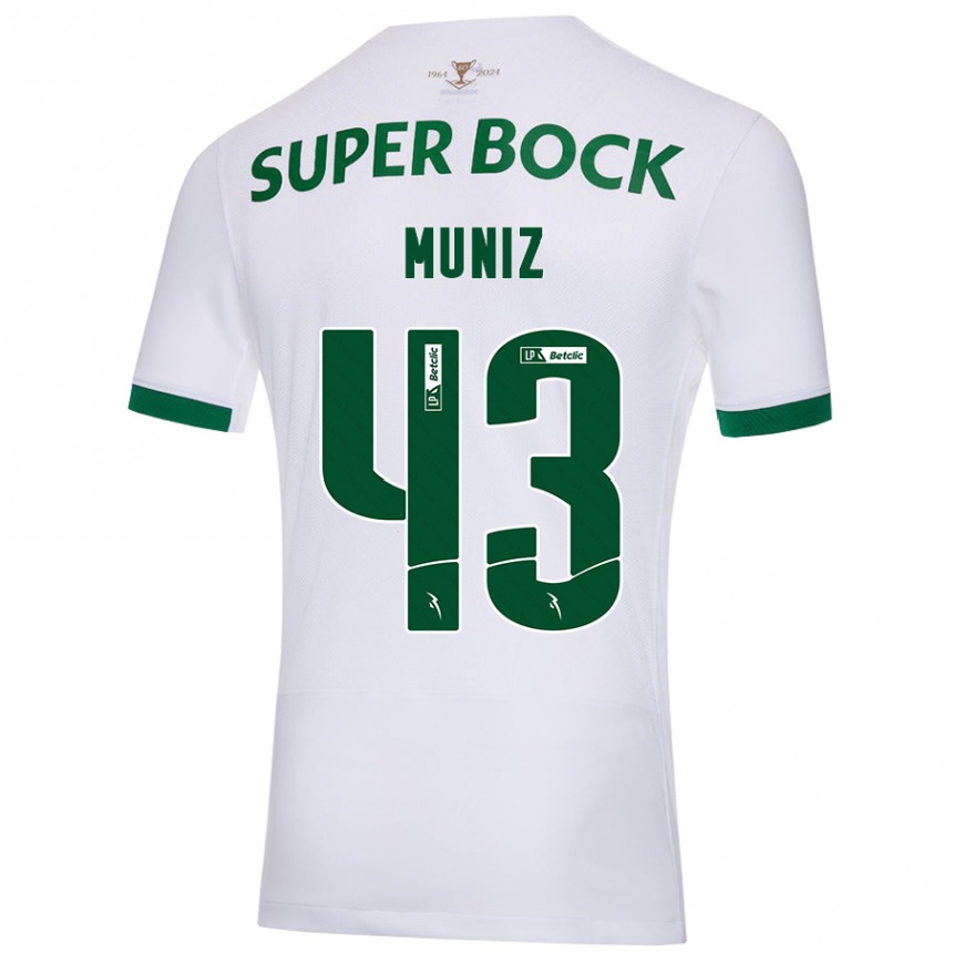 Niño Fútbol Camiseta João Muniz #43 Blanco Verde 2ª Equipación 2024/25 Argentina