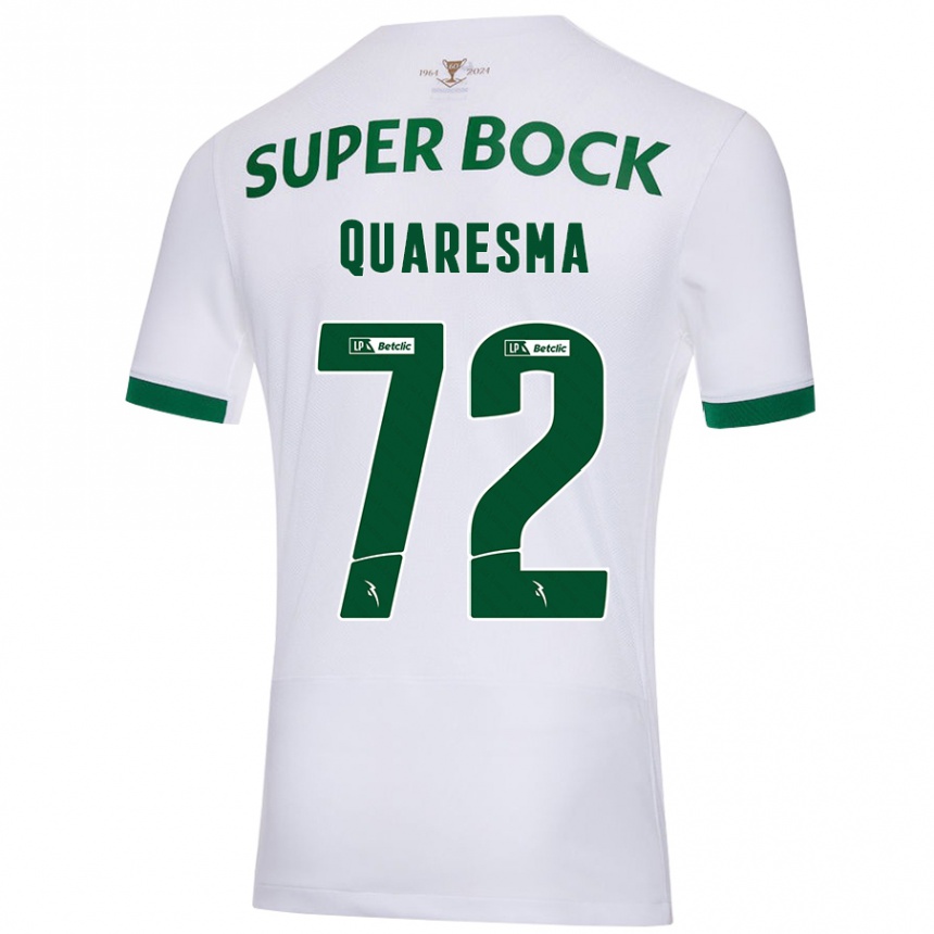 Niño Fútbol Camiseta Eduardo Quaresma #72 Blanco Verde 2ª Equipación 2024/25 Argentina