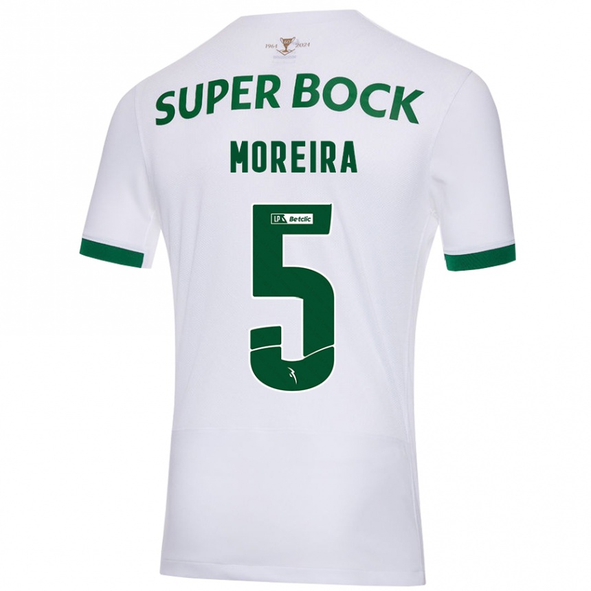 Niño Fútbol Camiseta David Moreira #5 Blanco Verde 2ª Equipación 2024/25 Argentina