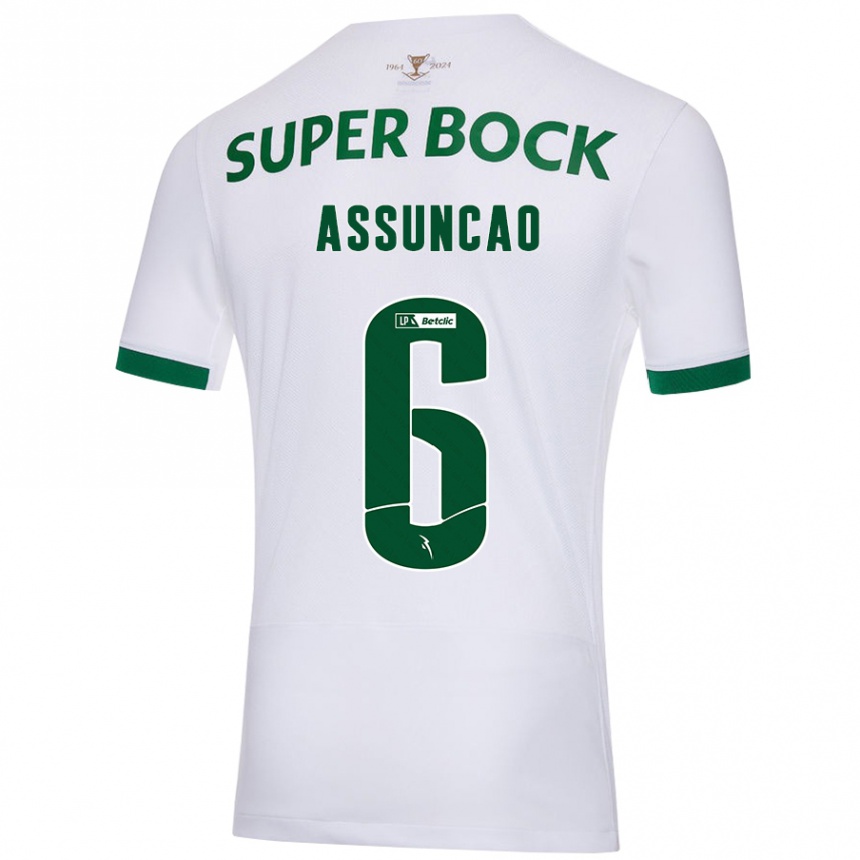 Niño Fútbol Camiseta João Assunção #6 Blanco Verde 2ª Equipación 2024/25 Argentina