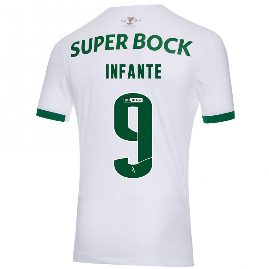 Niño Fútbol Camiseta João Infante #9 Blanco Verde 2ª Equipación 2024/25 Argentina