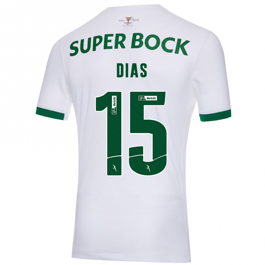 Niño Fútbol Camiseta Rodrigo Dias #15 Blanco Verde 2ª Equipación 2024/25 Argentina