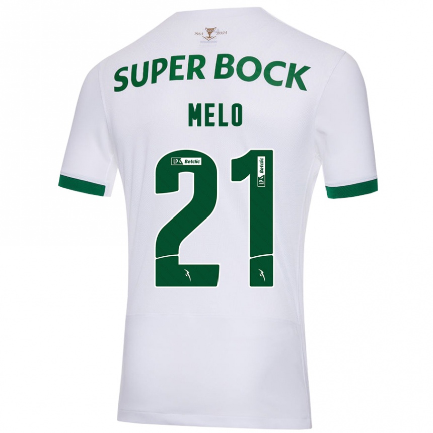 Niño Fútbol Camiseta Gabriel Melo #21 Blanco Verde 2ª Equipación 2024/25 Argentina