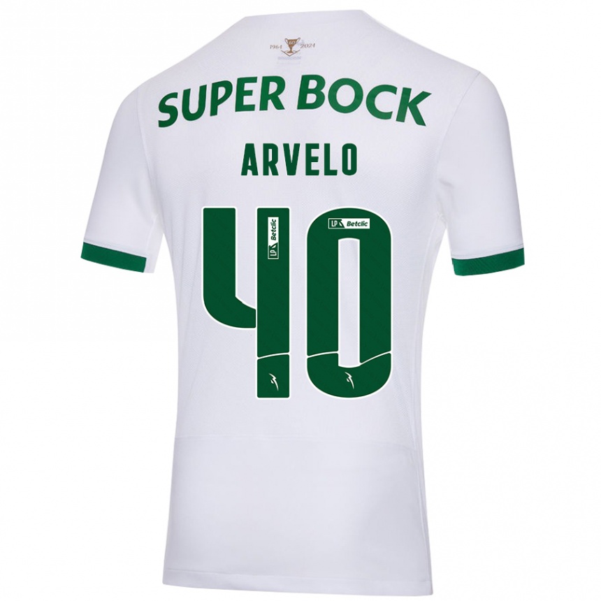 Niño Fútbol Camiseta Adam Arvelo #40 Blanco Verde 2ª Equipación 2024/25 Argentina