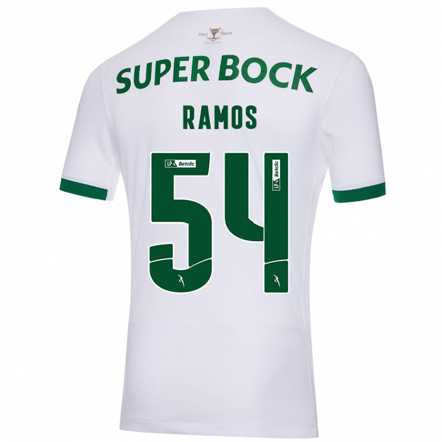 Niño Fútbol Camiseta Bruno Ramos #54 Blanco Verde 2ª Equipación 2024/25 Argentina