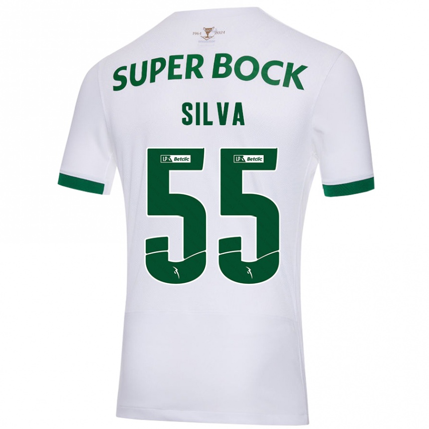 Niño Fútbol Camiseta José Silva #55 Blanco Verde 2ª Equipación 2024/25 Argentina