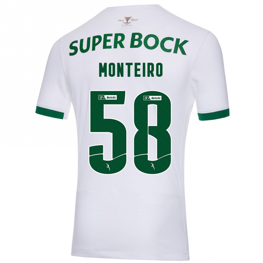 Niño Fútbol Camiseta David Monteiro #58 Blanco Verde 2ª Equipación 2024/25 Argentina