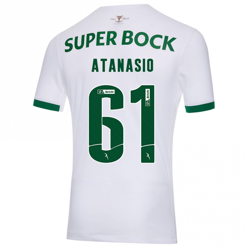 Niño Fútbol Camiseta Atanásio #61 Blanco Verde 2ª Equipación 2024/25 Argentina