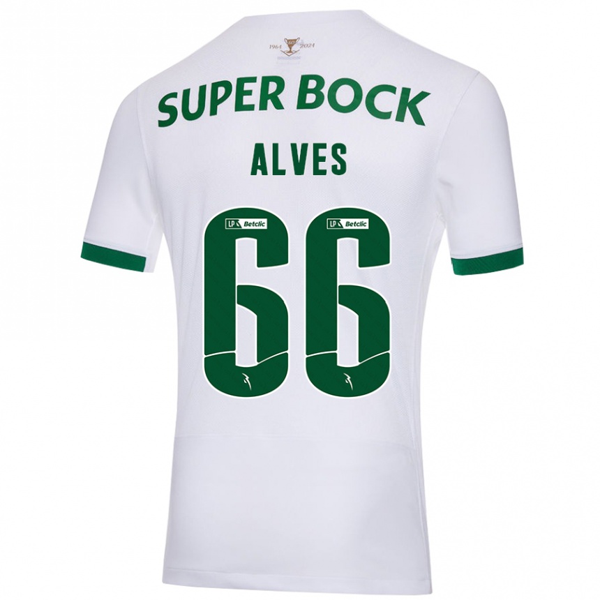 Niño Fútbol Camiseta Miguel Alves #66 Blanco Verde 2ª Equipación 2024/25 Argentina