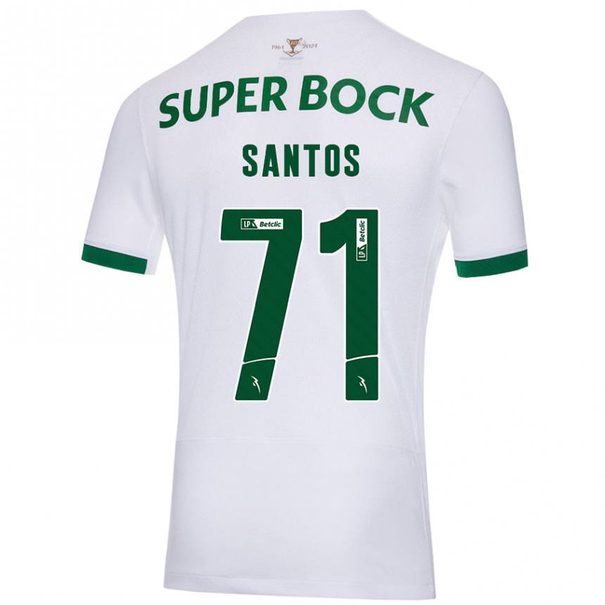 Niño Fútbol Camiseta Denilson Santos #71 Blanco Verde 2ª Equipación 2024/25 Argentina