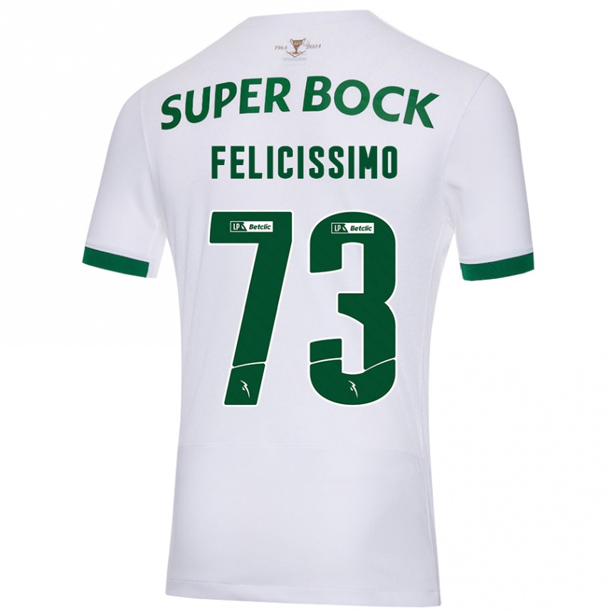 Niño Fútbol Camiseta Eduardo Felicíssimo #73 Blanco Verde 2ª Equipación 2024/25 Argentina