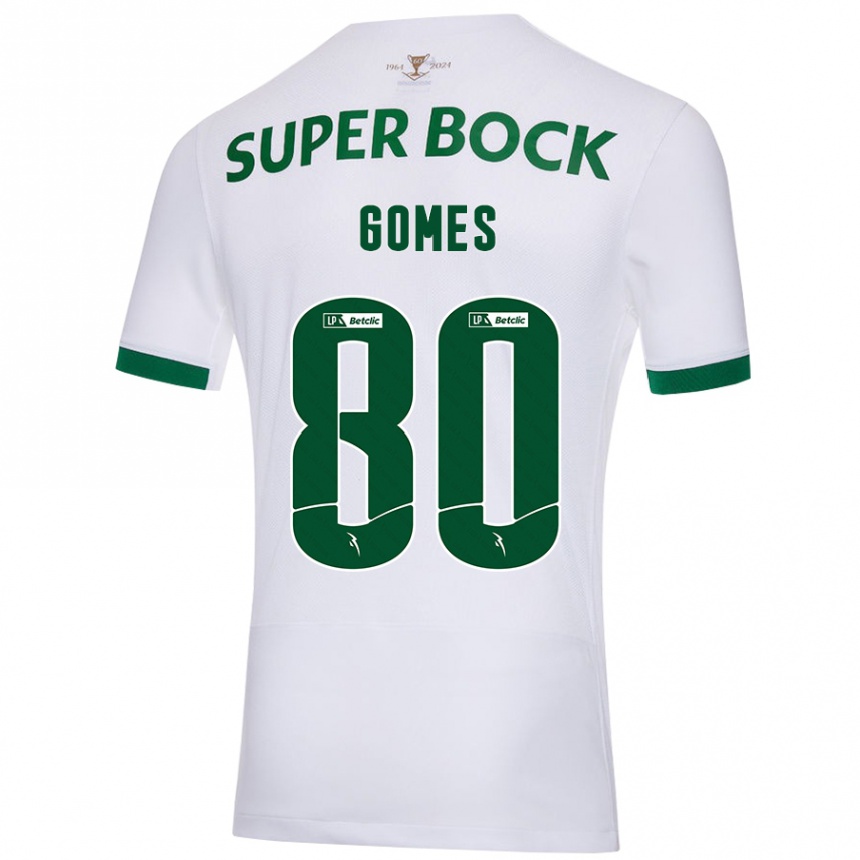 Niño Fútbol Camiseta Luís Gomes #80 Blanco Verde 2ª Equipación 2024/25 Argentina