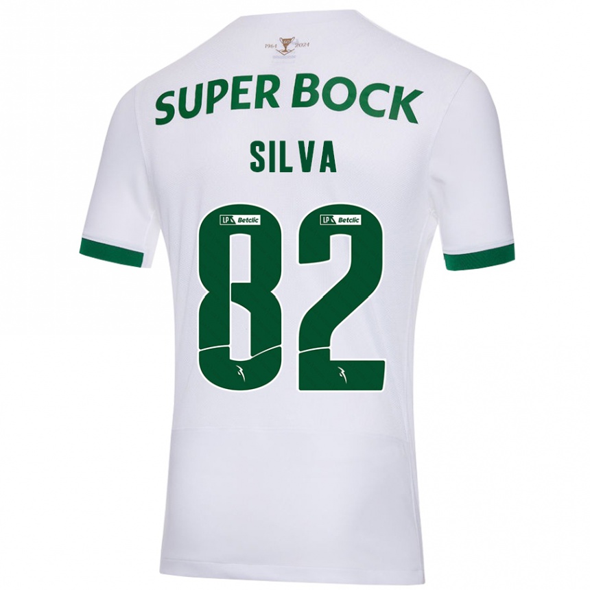 Niño Fútbol Camiseta Gabriel Silva #82 Blanco Verde 2ª Equipación 2024/25 Argentina