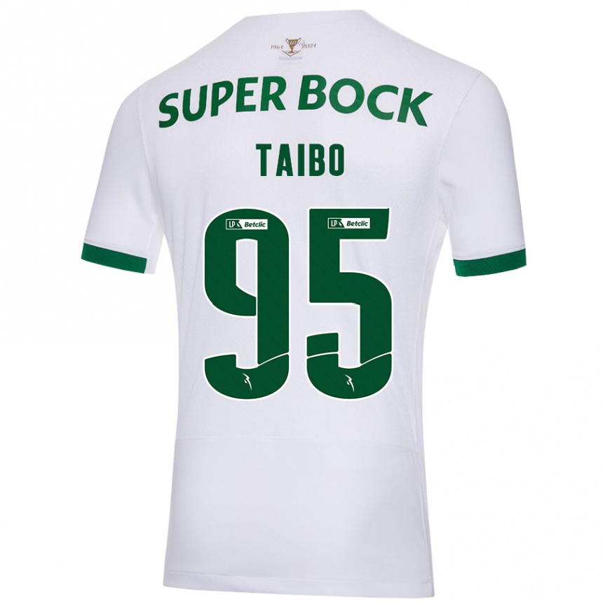 Niño Fútbol Camiseta Lucas Taibo #95 Blanco Verde 2ª Equipación 2024/25 Argentina