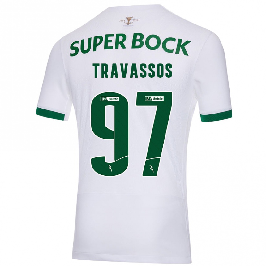 Niño Fútbol Camiseta Travassos #97 Blanco Verde 2ª Equipación 2024/25 Argentina