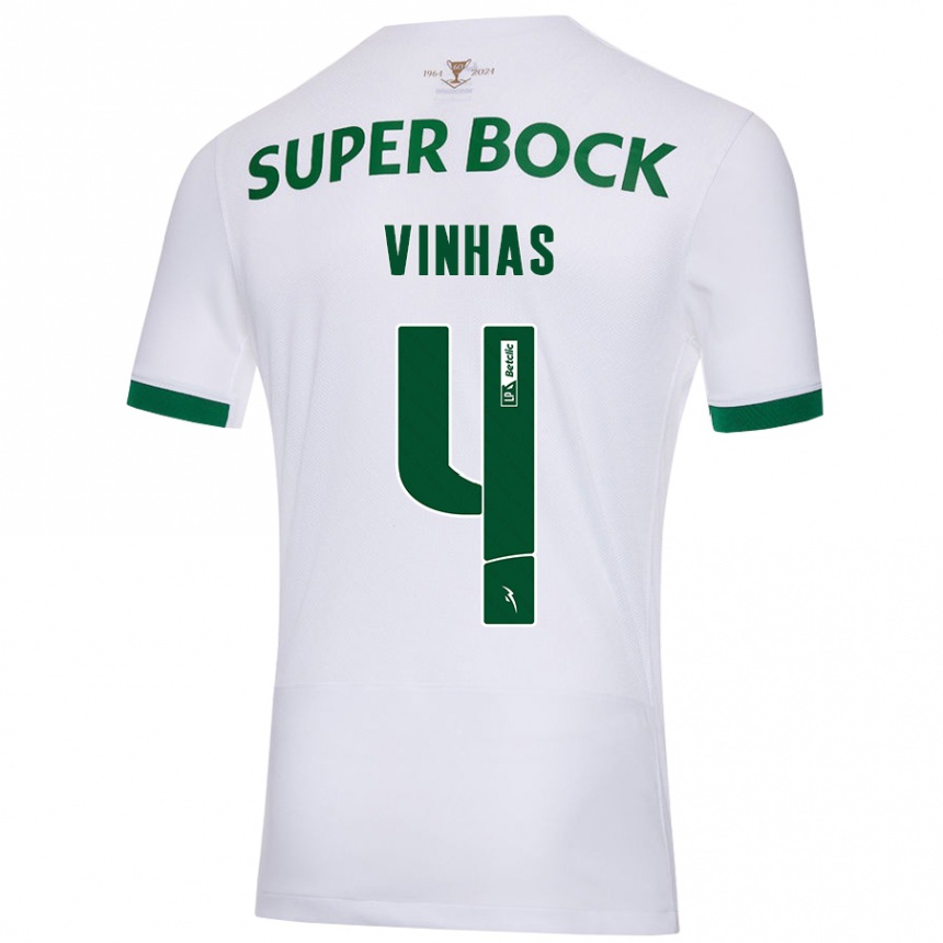 Niño Fútbol Camiseta Gabriela Vinhas #4 Blanco Verde 2ª Equipación 2024/25 Argentina