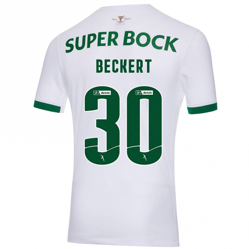 Niño Fútbol Camiseta Carolina Beckert #30 Blanco Verde 2ª Equipación 2024/25 Argentina