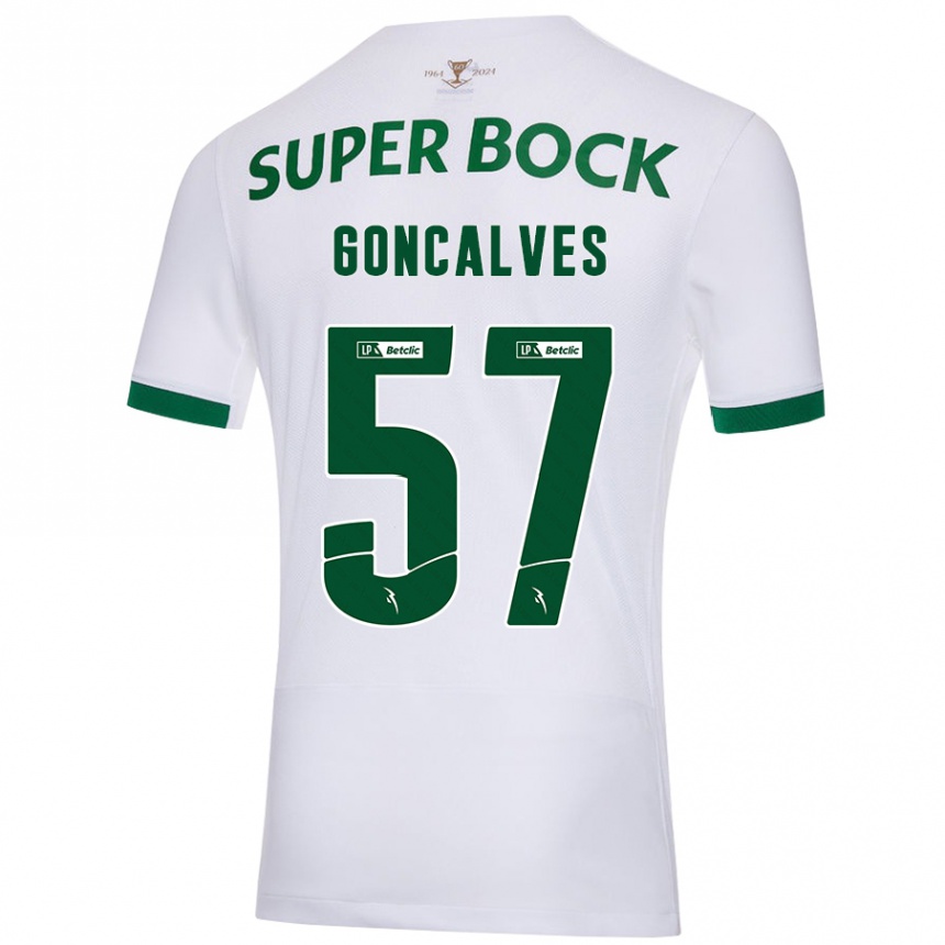 Niño Fútbol Camiseta Inês Gonçalves #57 Blanco Verde 2ª Equipación 2024/25 Argentina